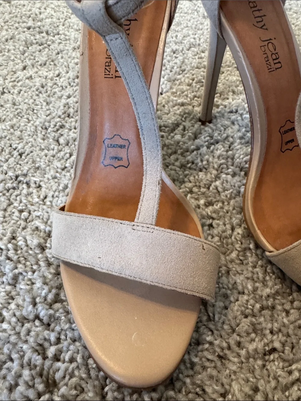 Cathy Jean Nude T-Strap Stiletto Sandals - Picture 4 of 16